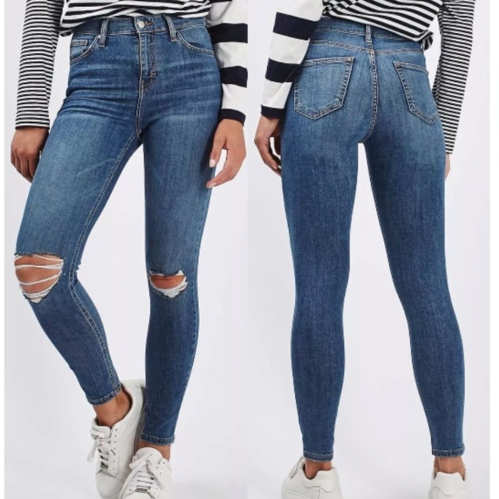NWT Topshop Jamie High Waisted Ankle Grazer Jeans